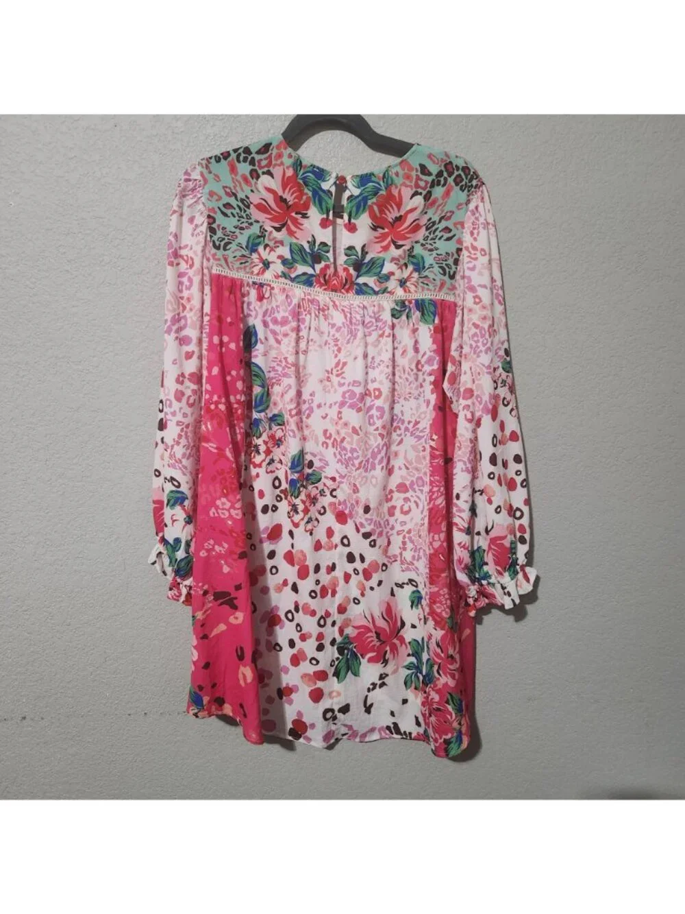 Umgee Dress Large Floral Cheetah Patchwork